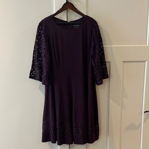 Elegant Purple Lace Sleeve Dress Jessica Howard